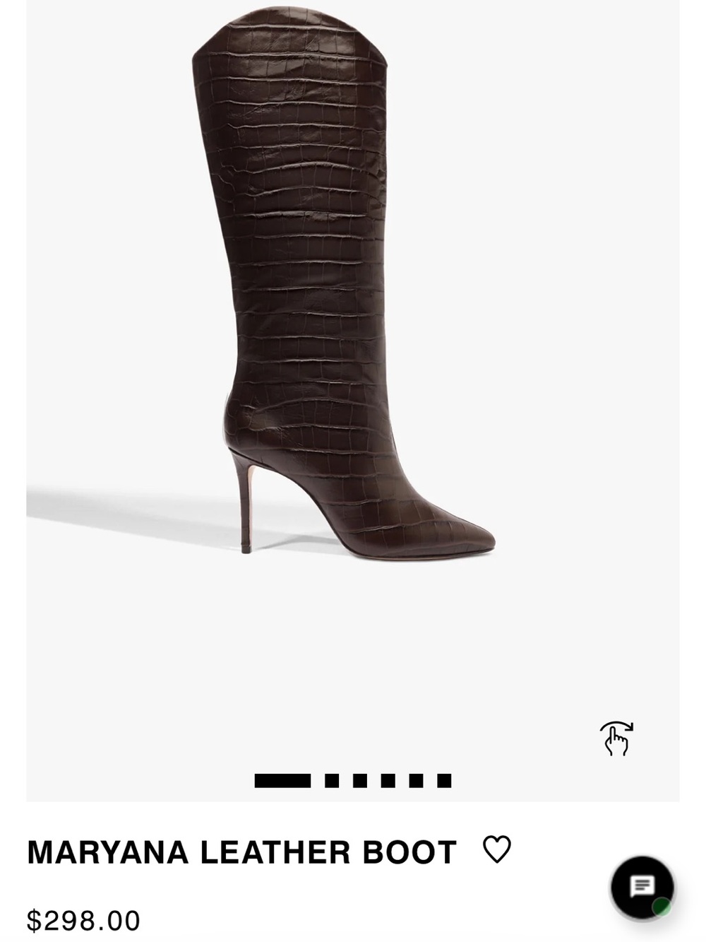 Maryana Leather Knee-High Boot in Croc Dark Chocolate